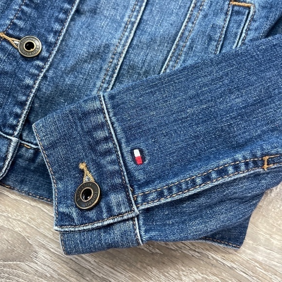 Y2K Tommy Jeans Hilfiger Womens Denim Trucker Jacket Dark Wash size XS - Picture 4 of 6